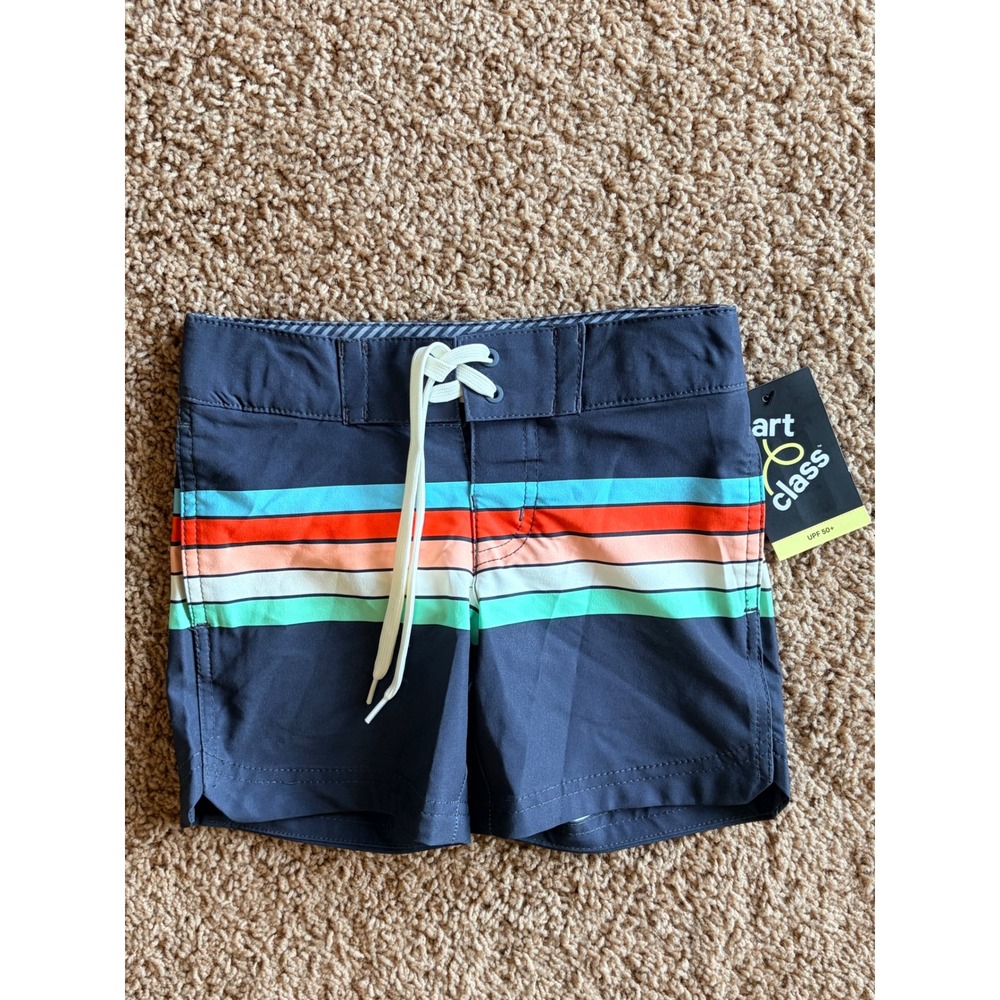 Art Class Multicolor Striped Mesh Lined Board Shorts Swim Trunks Boys 4 NEW NWT
